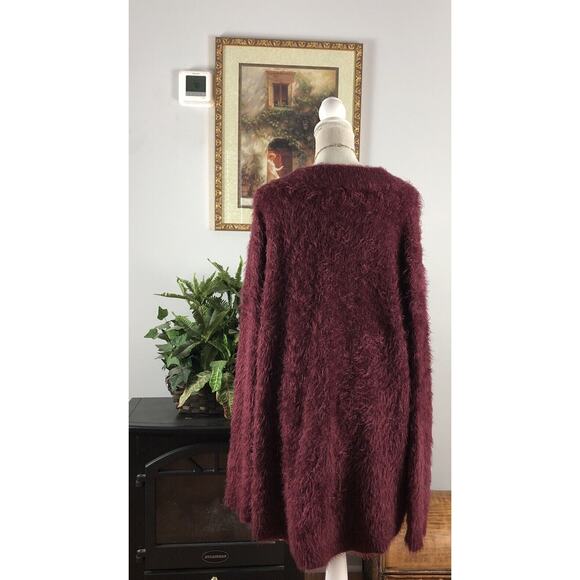 A New Day Women’s Dark Pink/Purple Fuzzy Sweater Long Boat Neck 2X Pullover - Picture 7 of 16